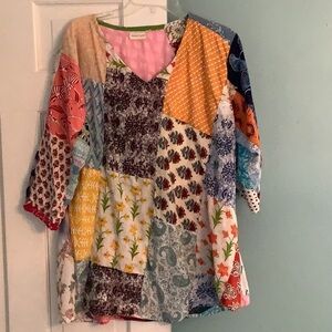 Patchwork Multicolor Women's Boho Top